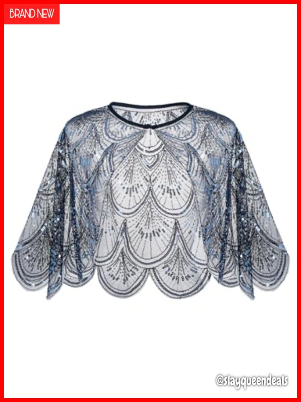Beaded Sequin Shawl Wrap for Women One Size Fits Up to 2X Gatsby Evening Cover
